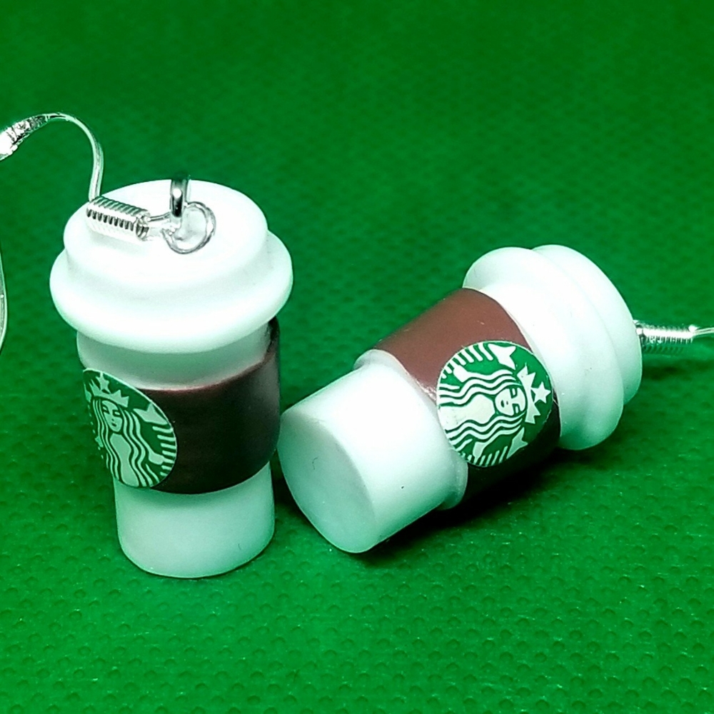 Starbucks coffee miniature drop earrings funny gag gift
